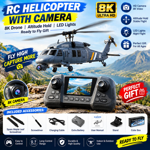 Helicopter with camera 8k - with,